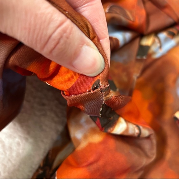 VNTG 70's Panhandle Slim Orange Blue Brown Butterfly Snap Front Shirt Size 14/36 - Picture 15 of 16